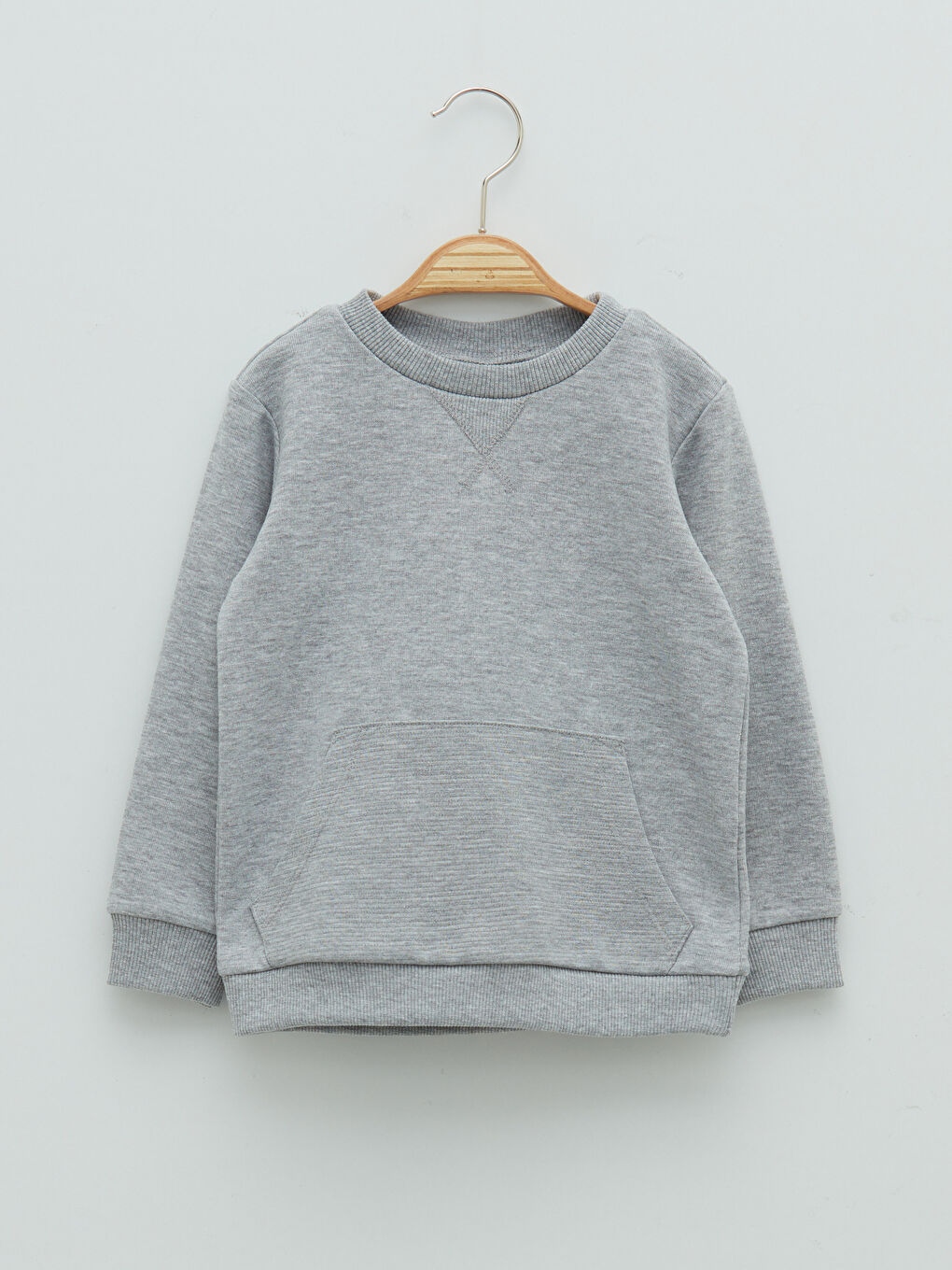 Gri Bisiklet Yaka Uzun Kollu Basic Erkek Bebek Sweatshirt 2'li-1