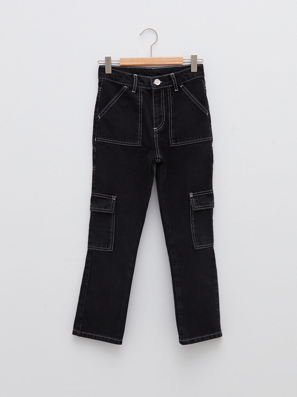 LCW Kids Pamuklu Kız Çocuk Jean Kargo Pantolon -W1HK70Z4-CVL