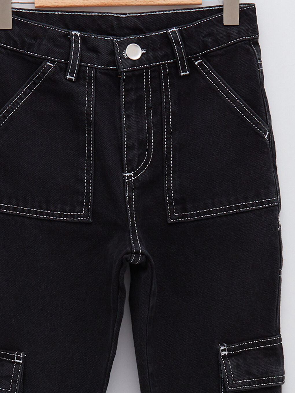 LCW Kids Pamuklu Kız Çocuk Jean Kargo Pantolon -W1HK70Z4-CVL