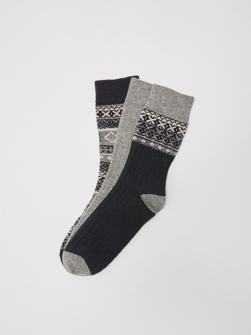 شرابات رجالي صوف تخين مطبوع - ٣ قطع