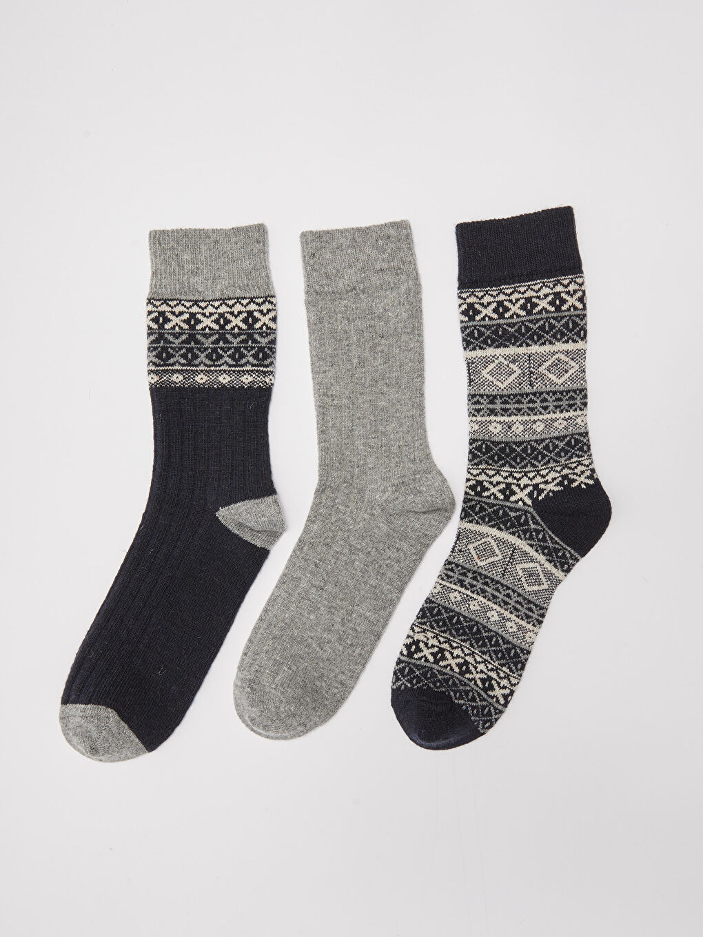 شرابات رجالي صوف تخين مطبوع - ٣ قطع-1