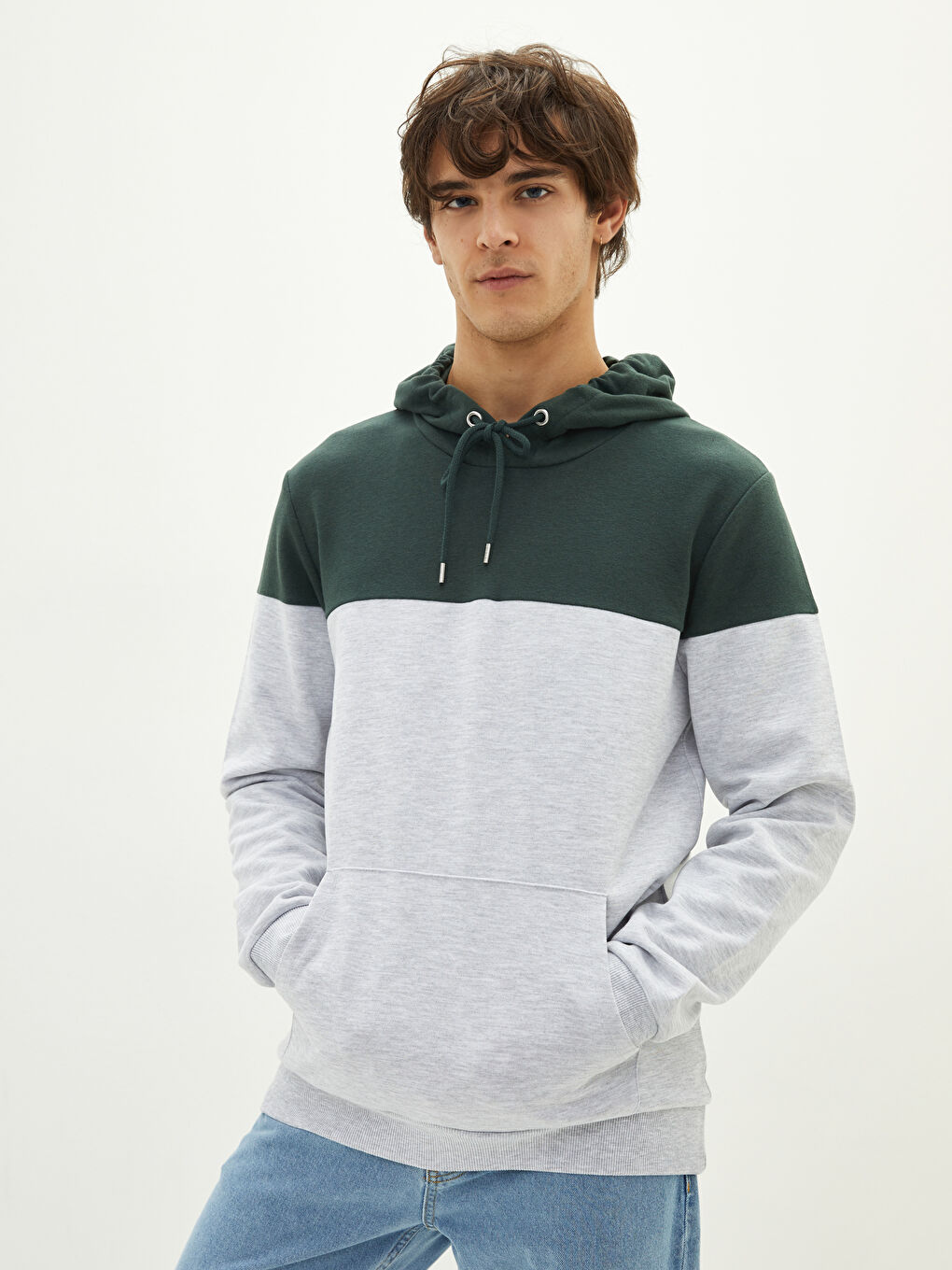 Long Sleeve Color Block Men's Hoodie-1