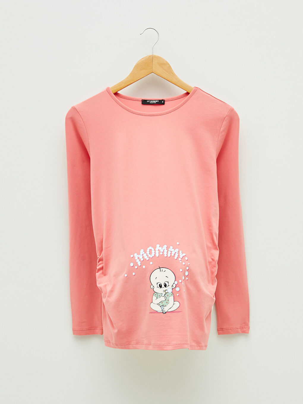 Crew Neck Printed Long Sleeve Maternity T-shirt-5