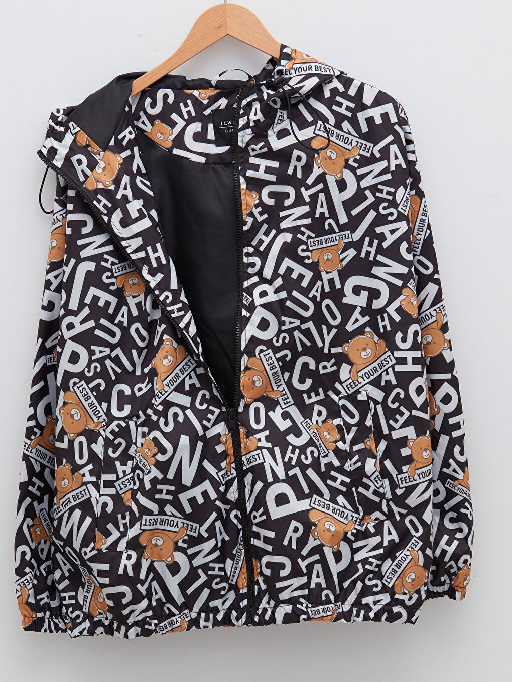 LCW Vision Hooded Printed Long Sleeve Pocket Detailed Women's Raincoat -W1HK99Z8-LQJ