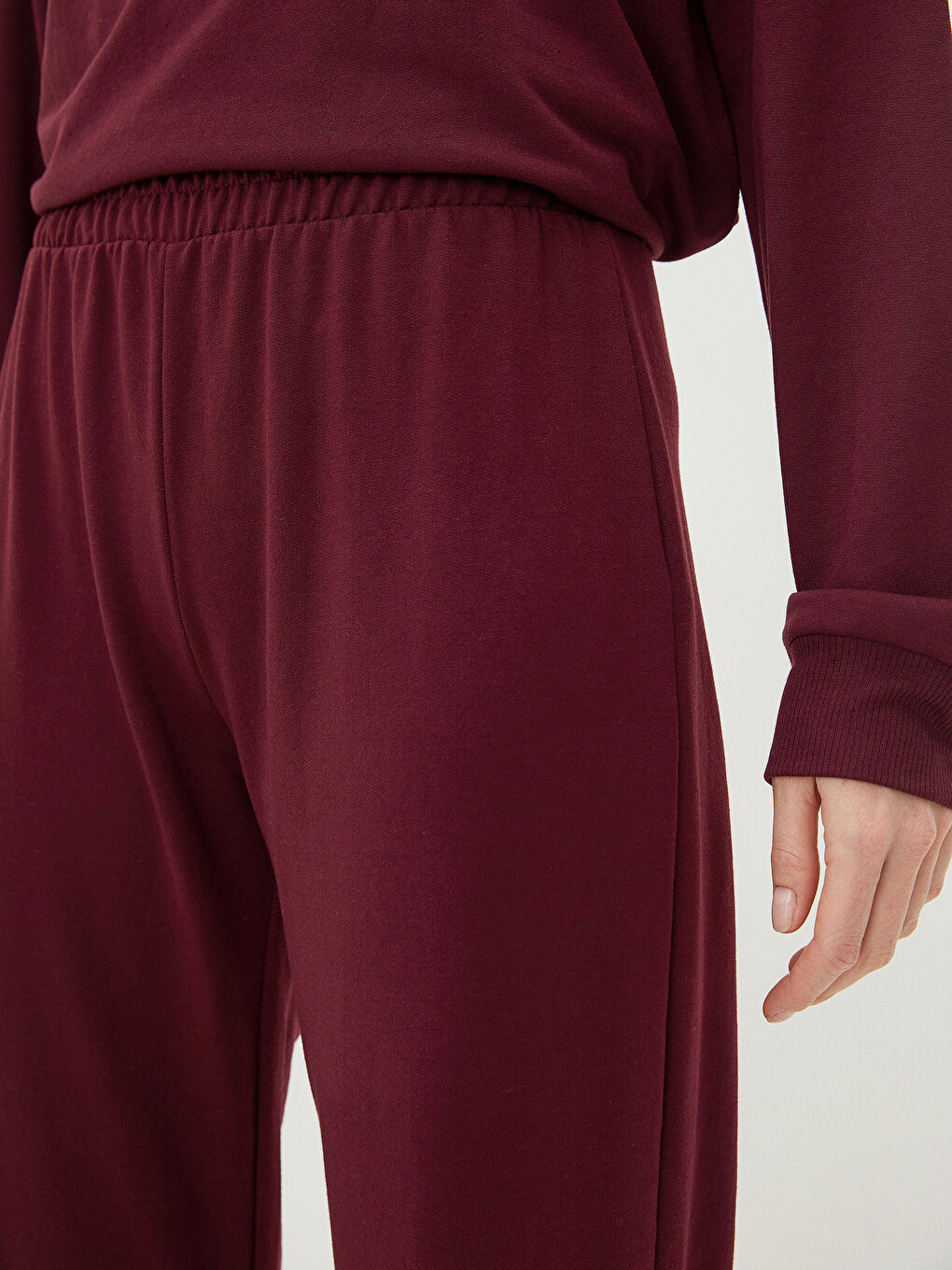 LCW Modest Bordo Kadın Beli Lastikli Düz Jogger Eşofman Altı - 4