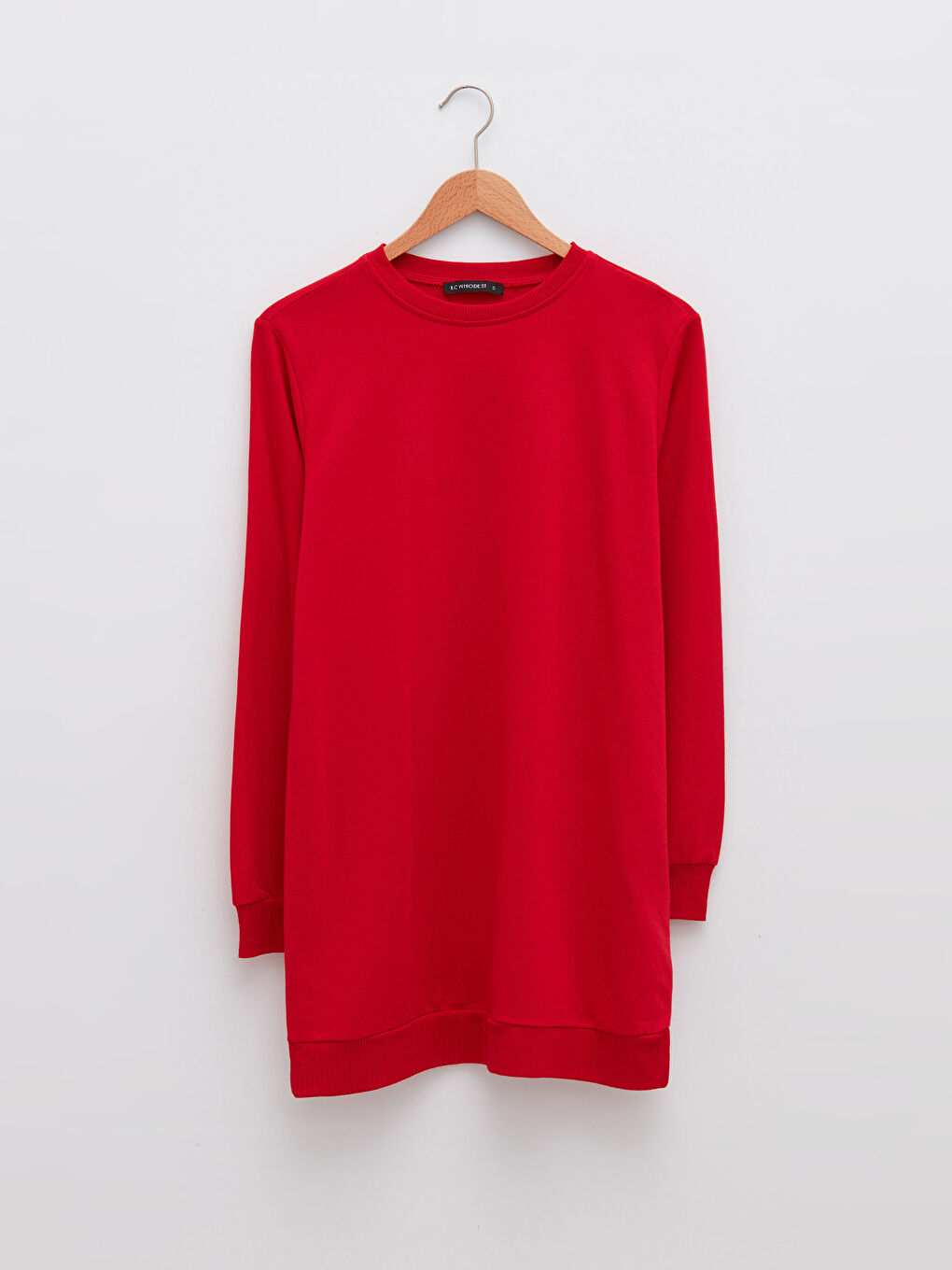 Crew Neck Plain Long Sleeve Women's Sweatshirt Tunic-5