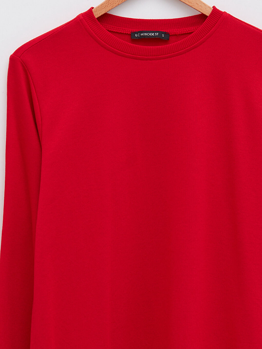 Crew Neck Plain Long Sleeve Women's Sweatshirt Tunic-7