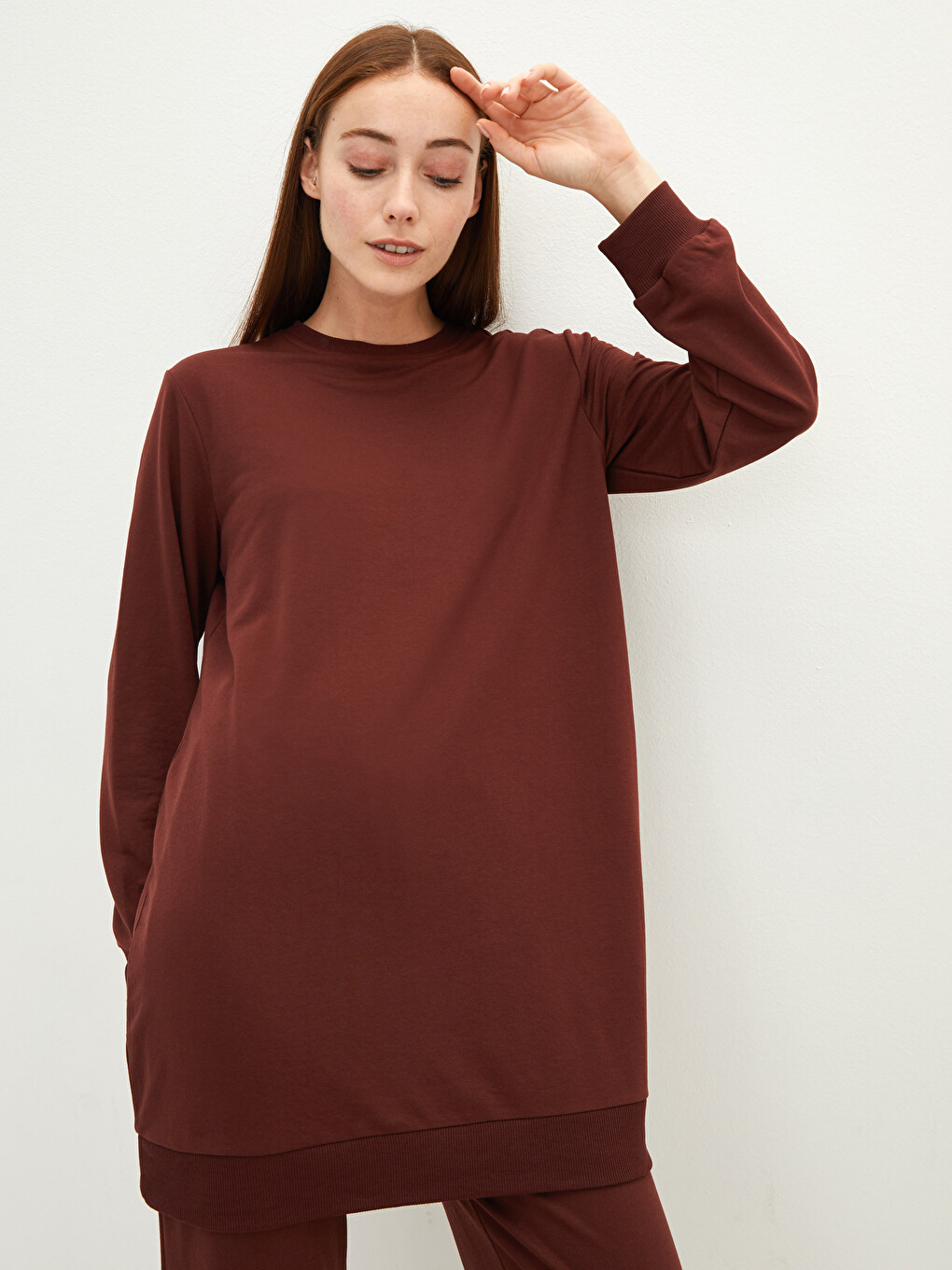 Tunique Sweatshirt à Manches Longues et Col Rond pour Femmes-1