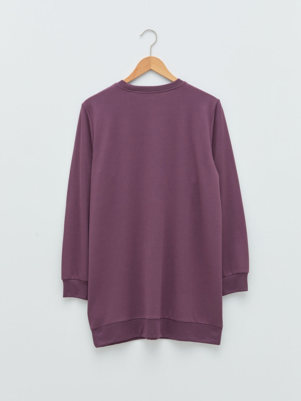 Mor Bisiklet Yaka Düz Uzun Kollu Kadın Sweatshirt Tunik-6