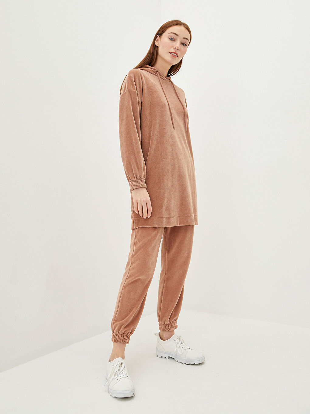 Elastic Waist Plain Velvet Women's Sweatpants