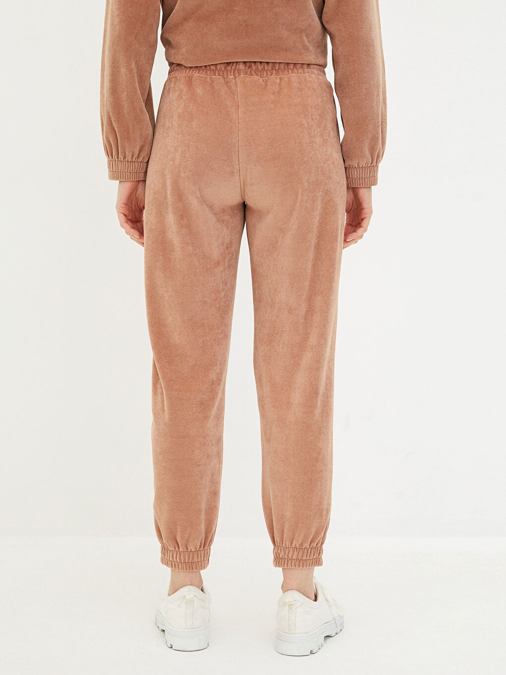 Elastic Waist Plain Velvet Women's Sweatpants-3