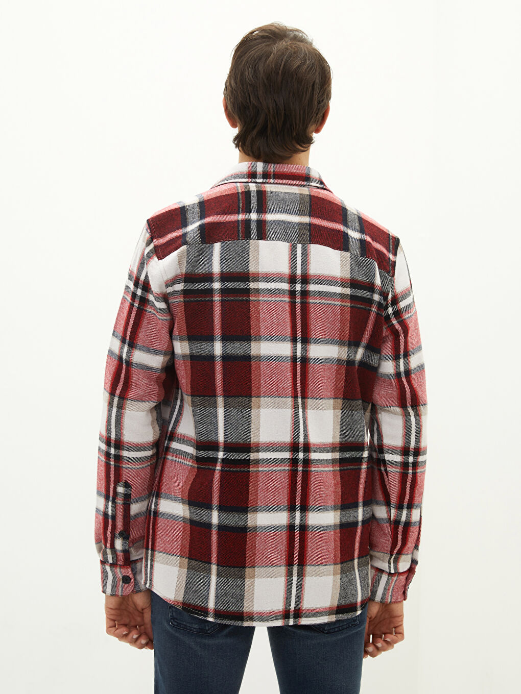 Regular Fit Long Sleeve Plaid Men's Flannel Shirt Jacket-4