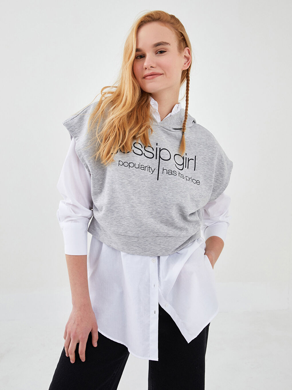 XSIDE Hoodie Gossip Girl Printed Short Sleeve Women's Sweatshirt -W1HL74Z8-LAL