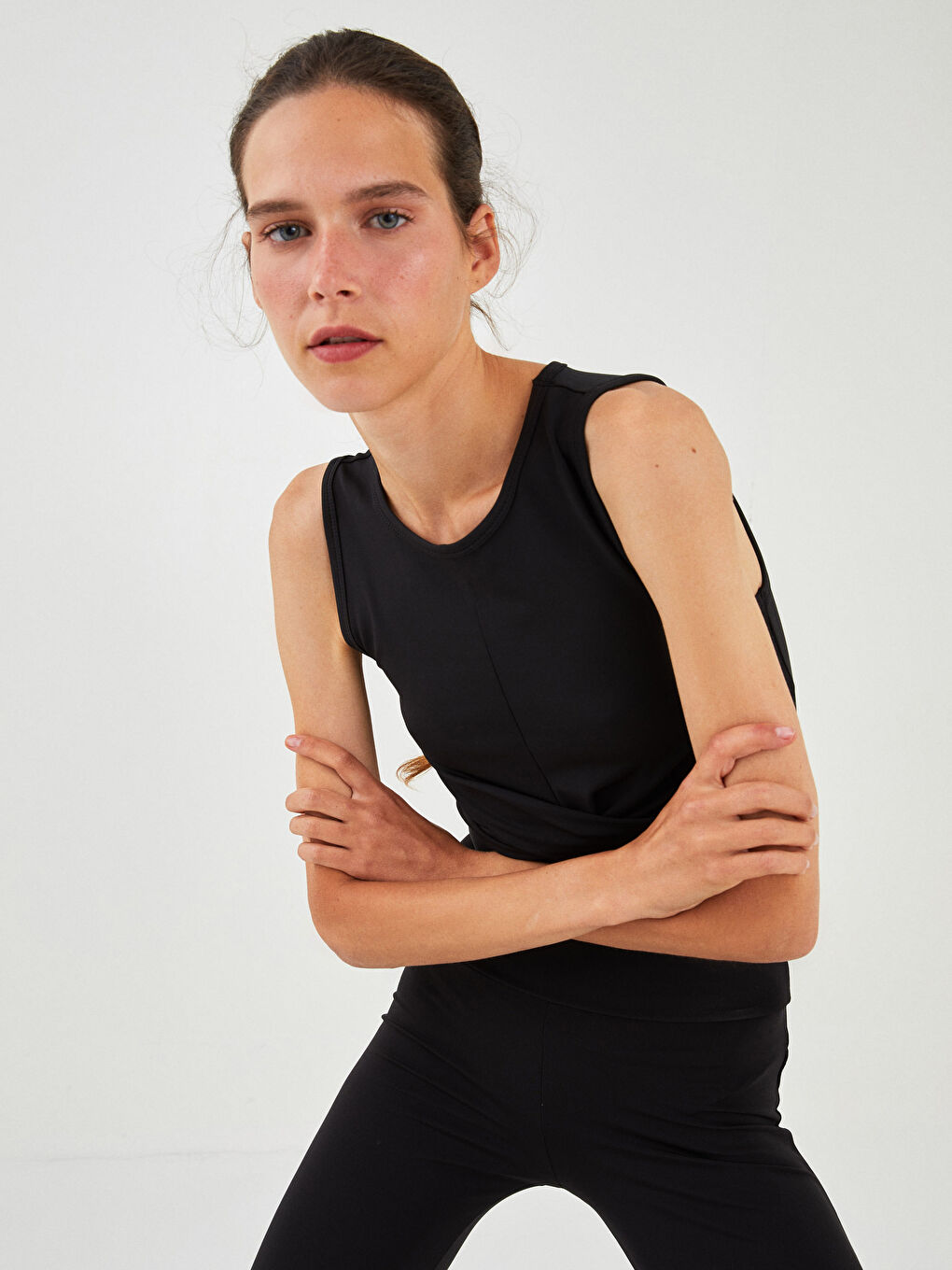 Bluză Simplă cu Bretele și Guler în formă de U pentru Femei-1