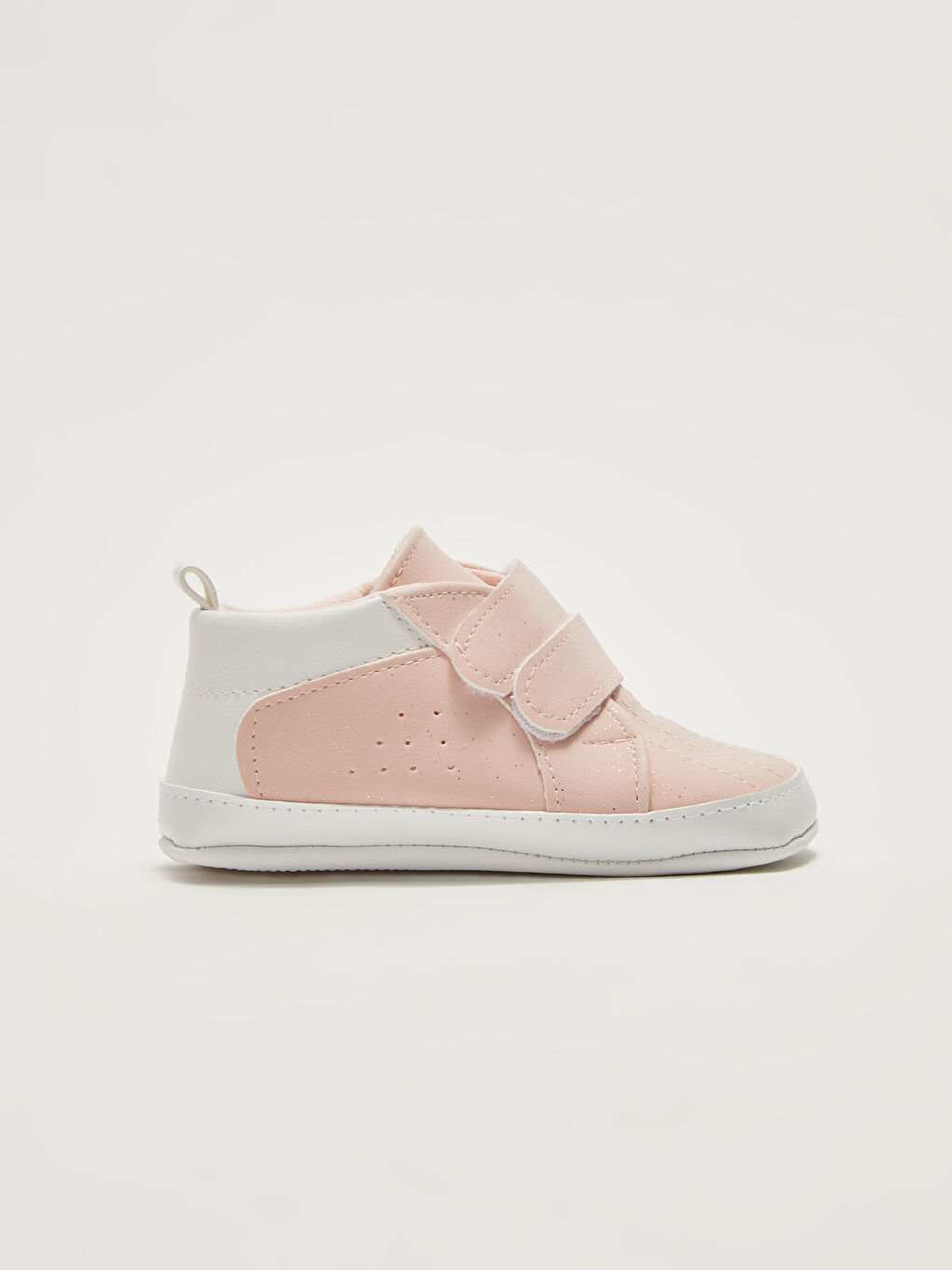 Pembe Baskılı Cırt Cırtlı Kız Bebek Yürüme Öncesi Ev Ayakkabısı-1