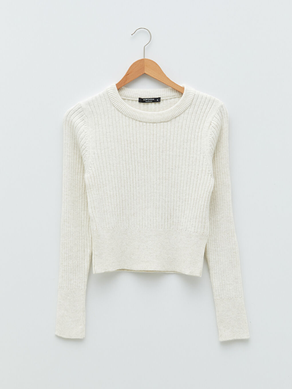 LCW Vision Crew Neck Plain Long Sleeve Women's Knitwear Sweater -W1HM48Z8-D4N