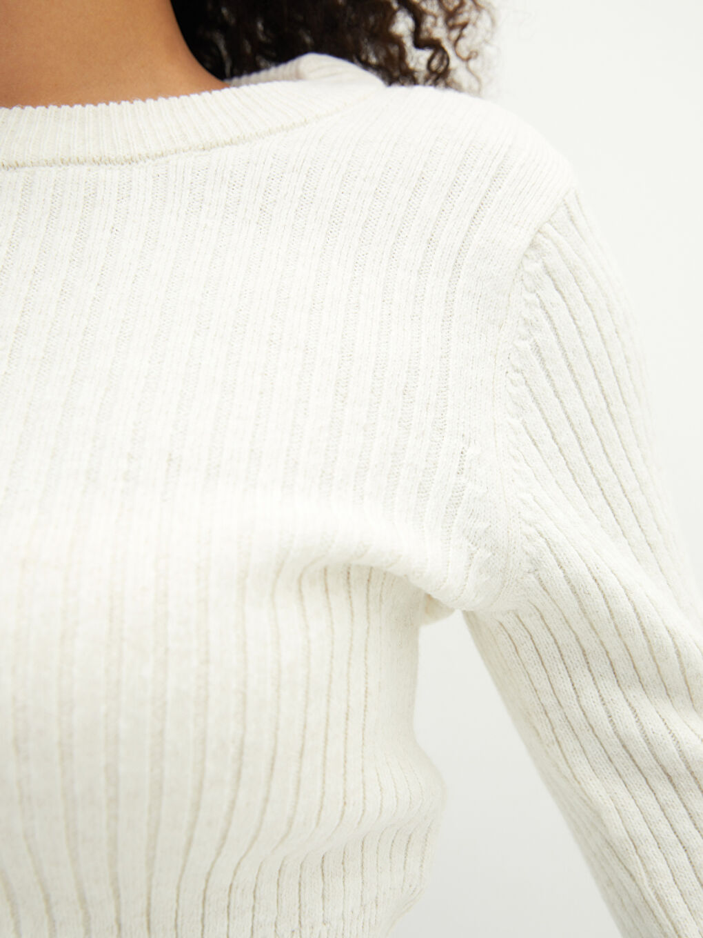 LCW Vision Crew Neck Plain Long Sleeve Women's Knitwear Sweater -W1HM48Z8-D4N