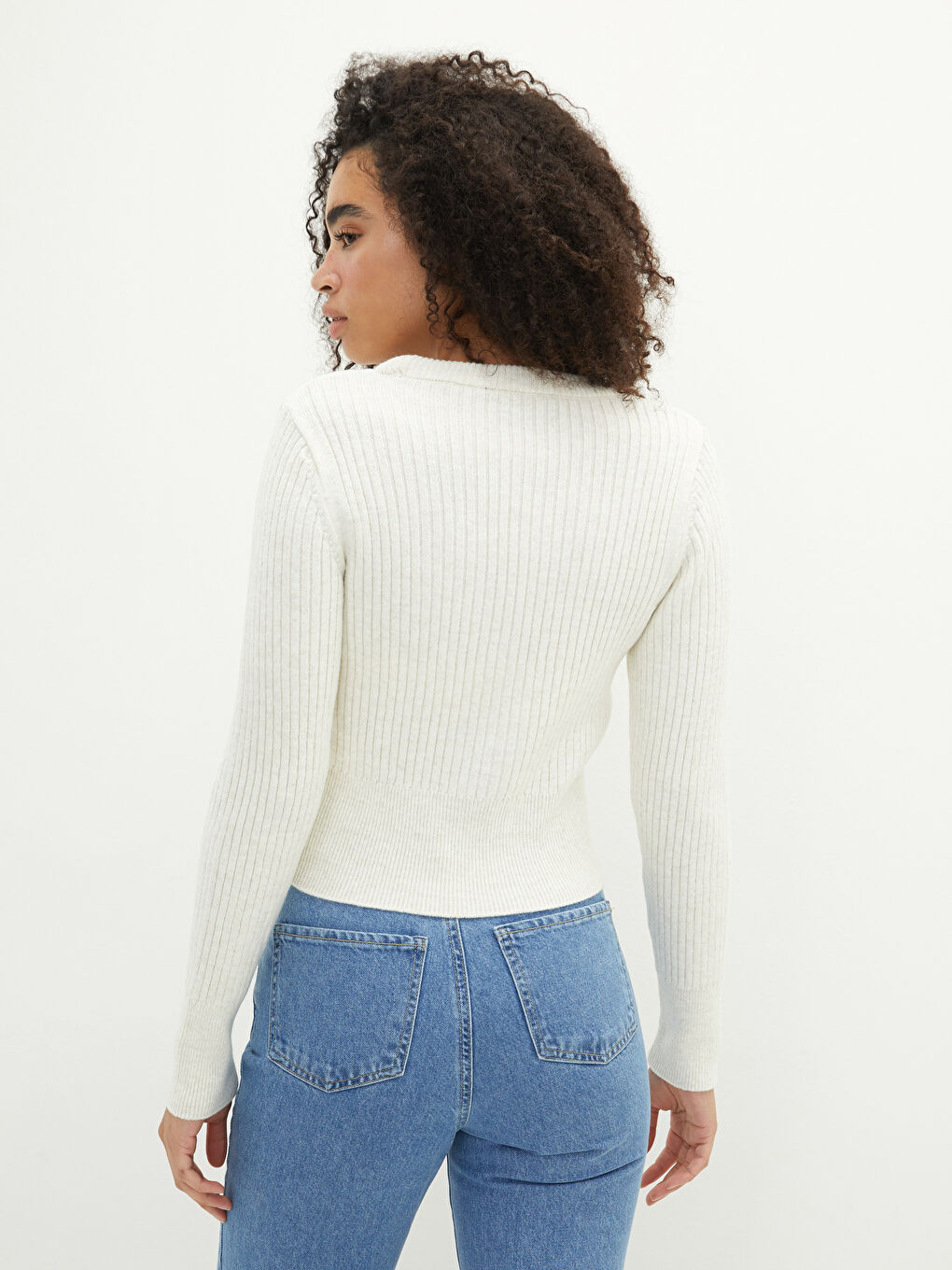 LCW Vision Crew Neck Plain Long Sleeve Women's Knitwear Sweater -W1HM48Z8-D4N