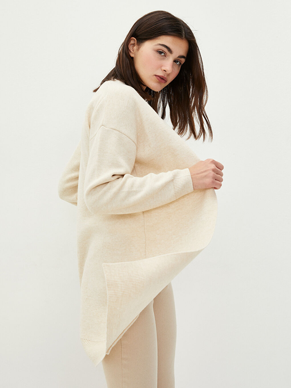 Shawl Collar Plain Long Sleeve Women's Knitwear Cardigan-1