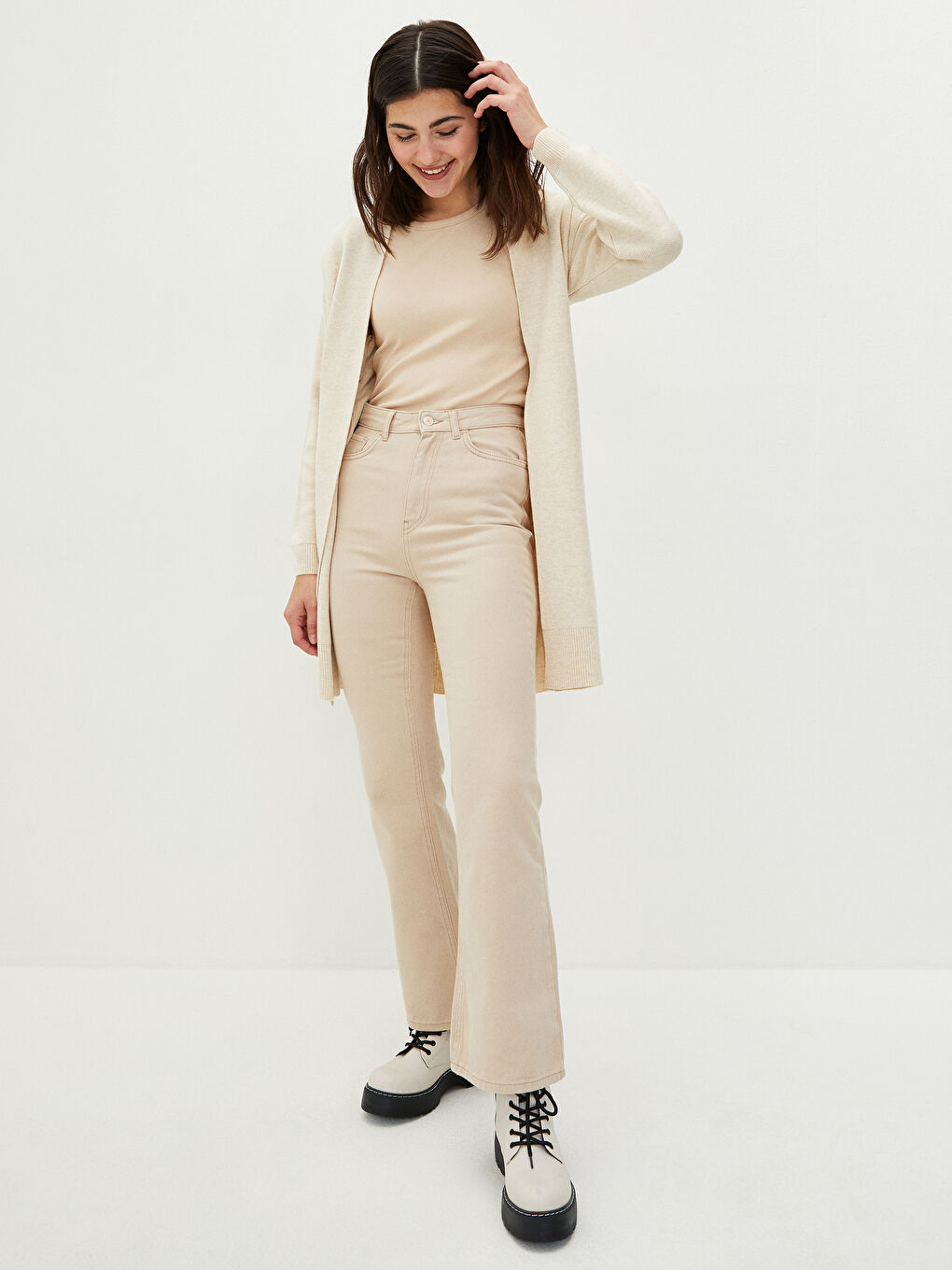 Shawl Collar Plain Long Sleeve Women's Knitwear Cardigan-2
