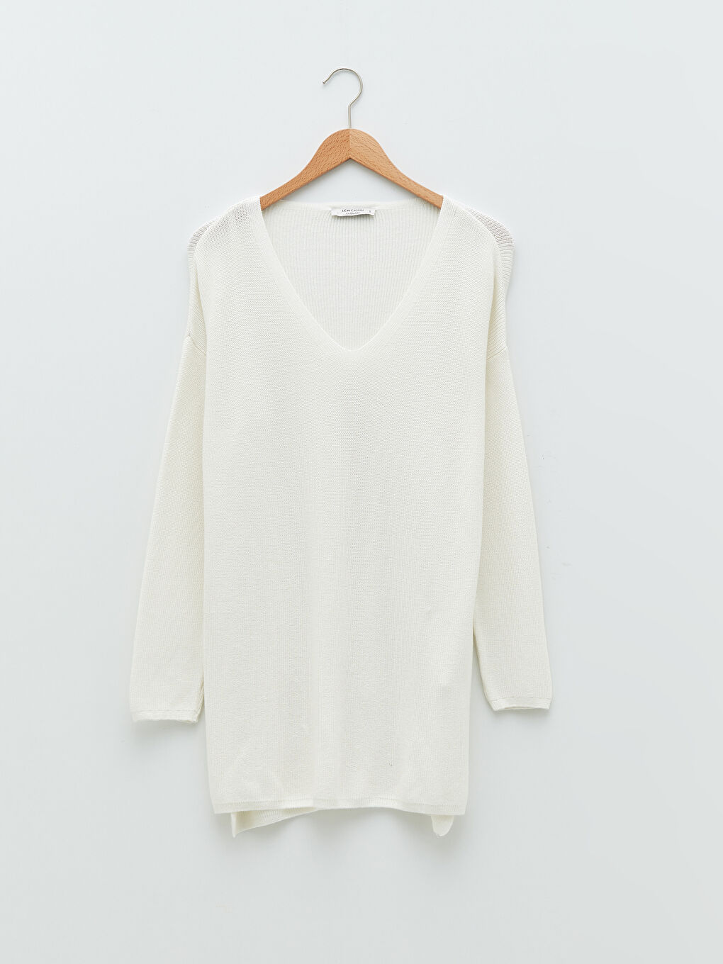 V-Neck Straight Long Sleeve Women's Knitwear Tunic-5