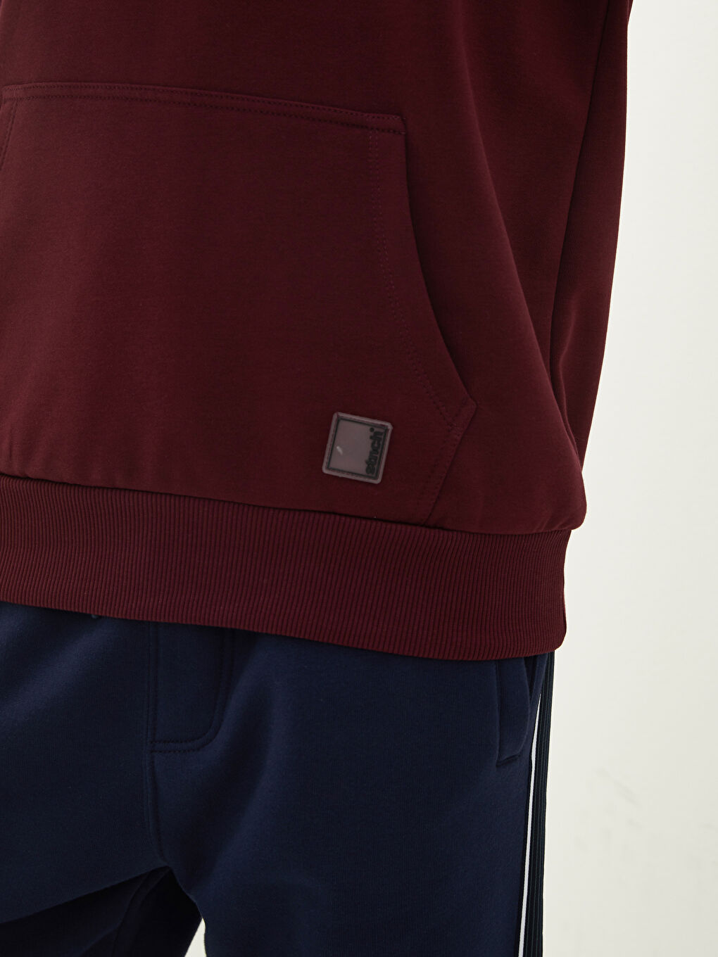 Bordo Uzun Kollu Erkek Kalın Hoodie-3