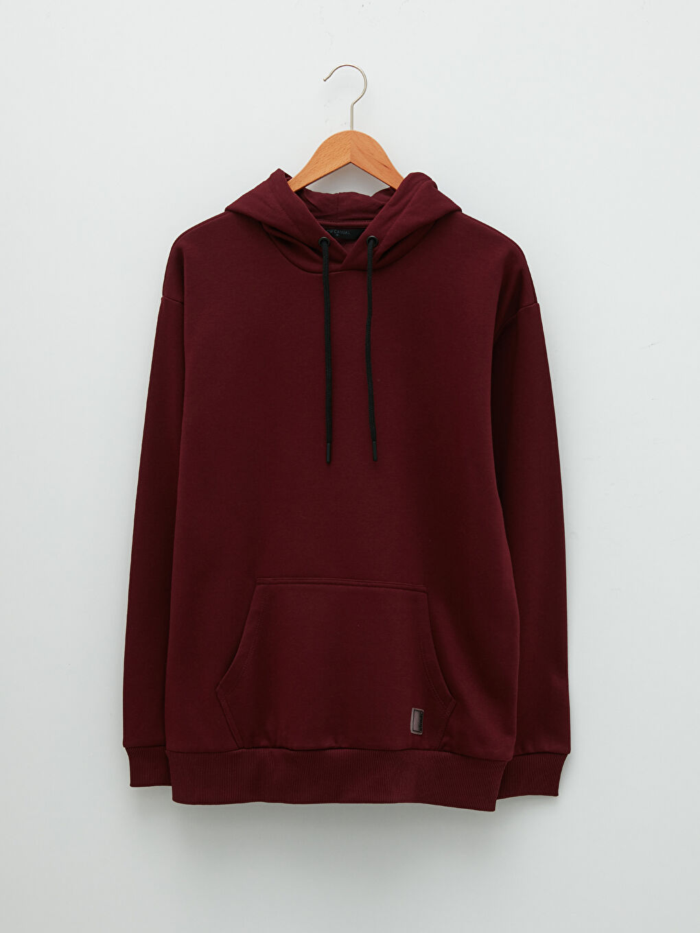 Bordo Uzun Kollu Erkek Kalın Hoodie-5