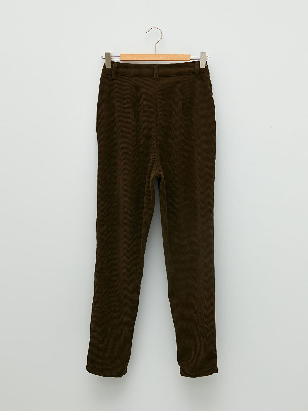 Standard Fit Ankle-Length Pocket Detailed Women's Velvet Trousers-6