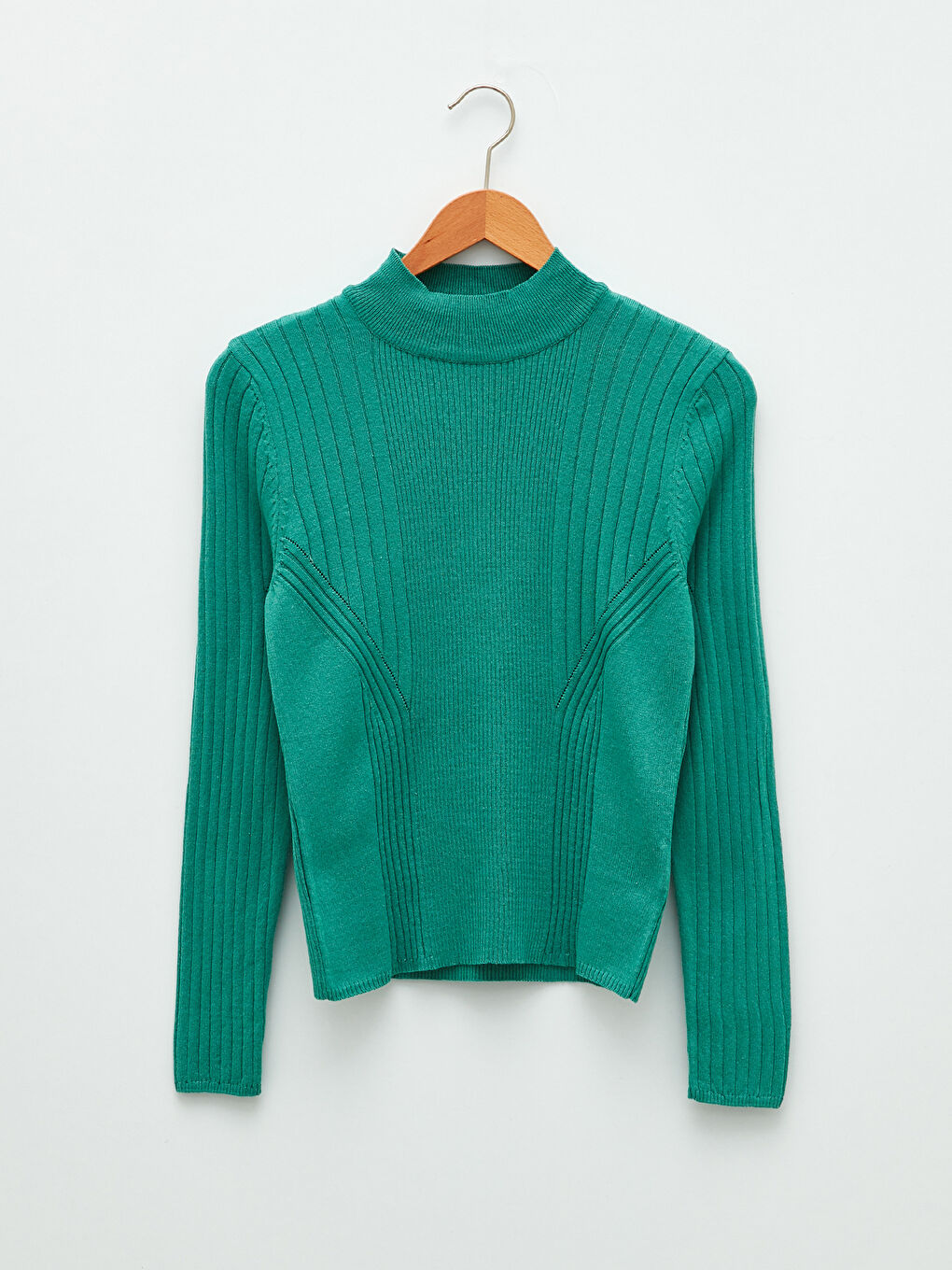 әйелдерге арналған биік жағалы өрнекті ұзын жең трикотаж жемпір-5