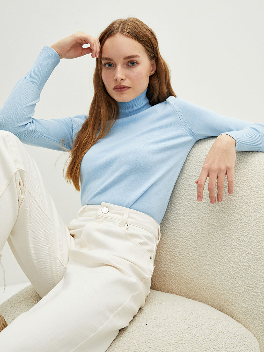 Turtleneck Plain Long Sleeve Women's Knitwear Sweater