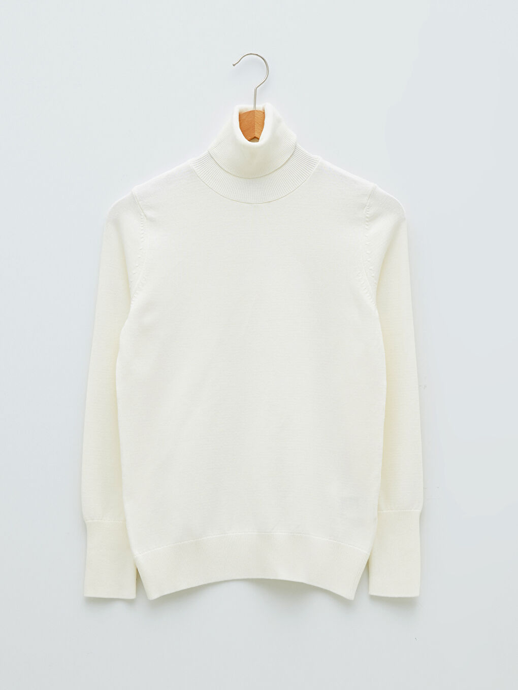 Pull-over Uni à Manches Longues pour Femmes en Tricot avec Col roulé-5