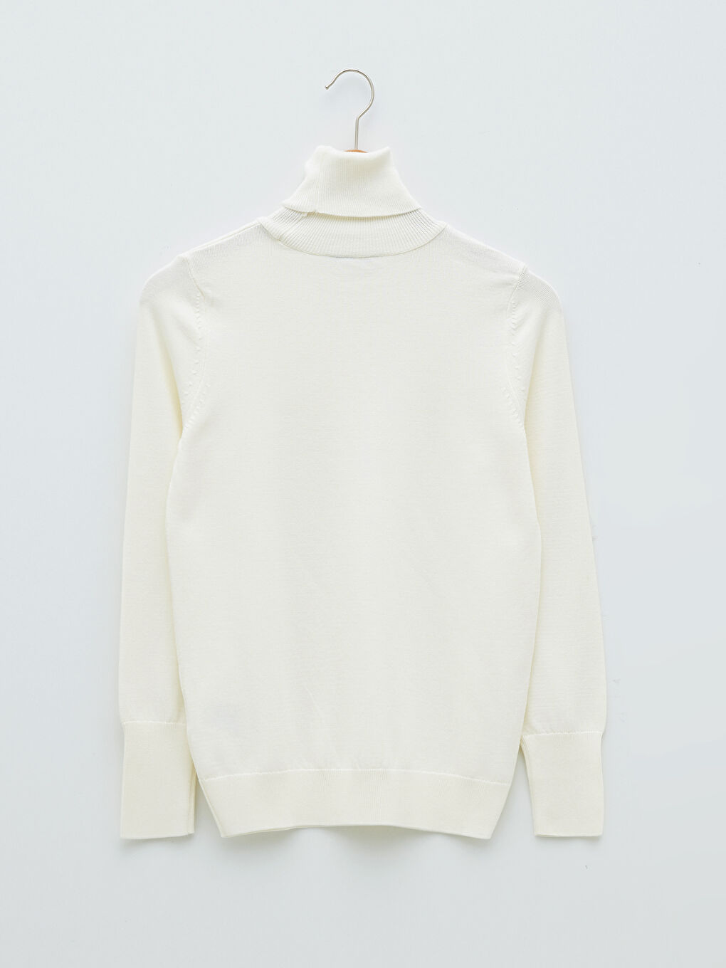 Pull-over Uni à Manches Longues pour Femmes en Tricot avec Col roulé-6