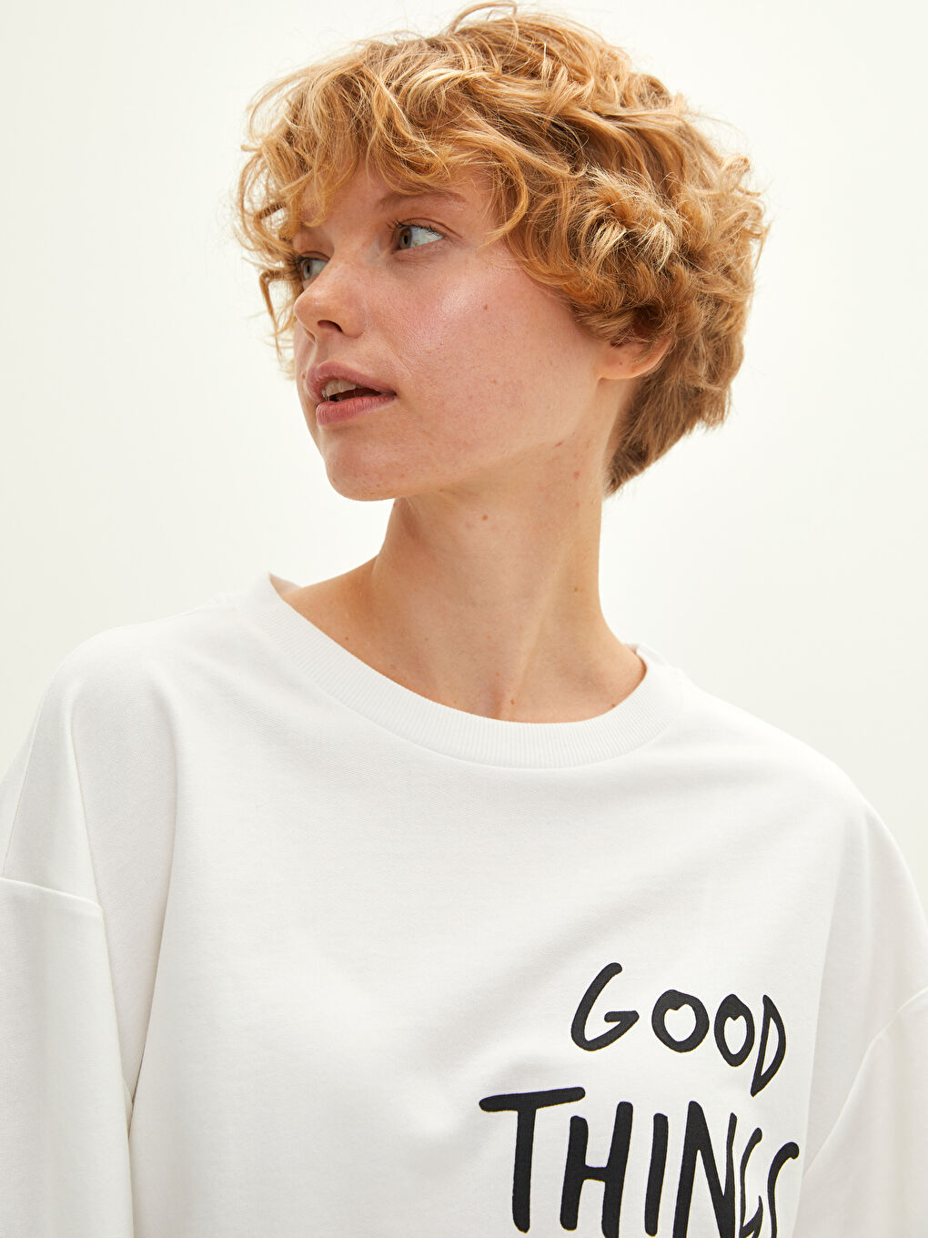 Женская толстовка с круглым вырезом и длинными рукавами с принтом-4