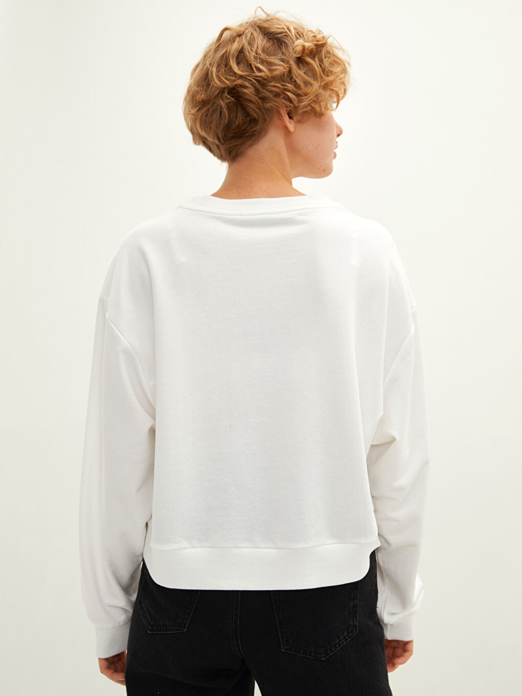 Женская толстовка с круглым вырезом и длинными рукавами с принтом-5