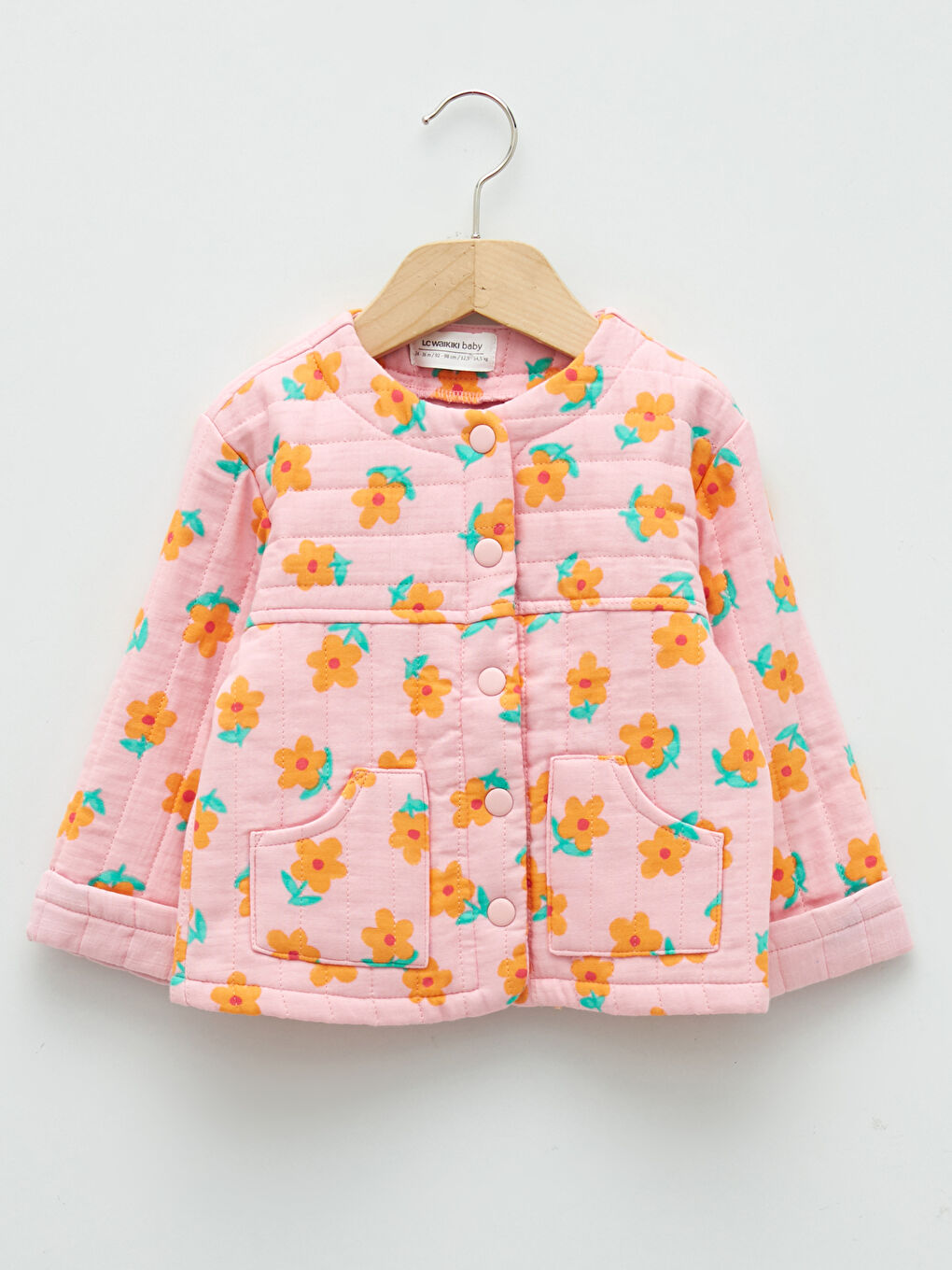 Crew Neck Long Sleeve Printed Baby Girl Jacket-3