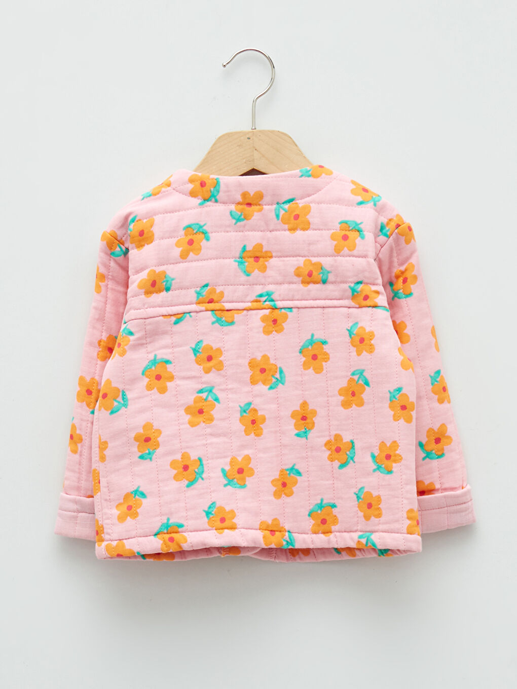 Crew Neck Long Sleeve Printed Baby Girl Jacket-4