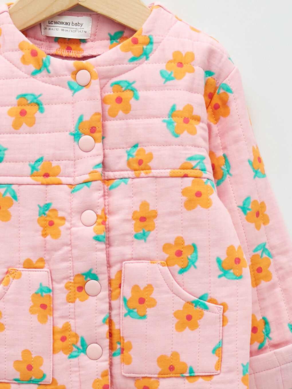 Crew Neck Long Sleeve Printed Baby Girl Jacket-5
