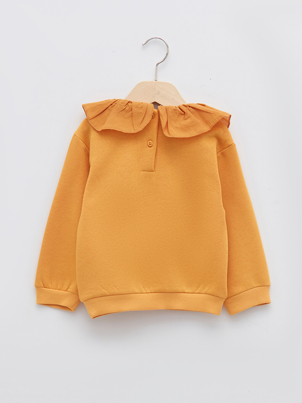 Crew Neck Long Sleeve Frill Detailed Baby Girl Sweatshirt-1