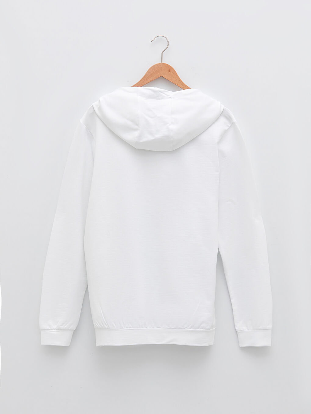 Beyaz Uzun Kollu Baskılı Erkek Hoodie-6