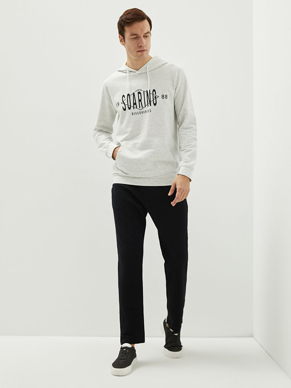 Uzun Kollu Baskılı Erkek Hoodie-2