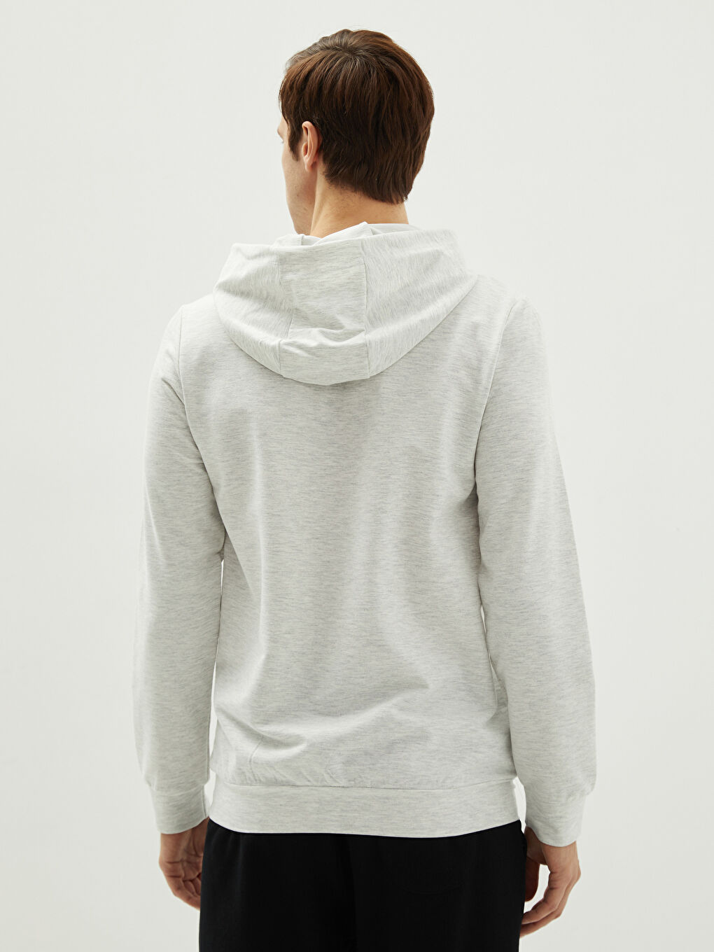 Uzun Kollu Baskılı Erkek Hoodie-4