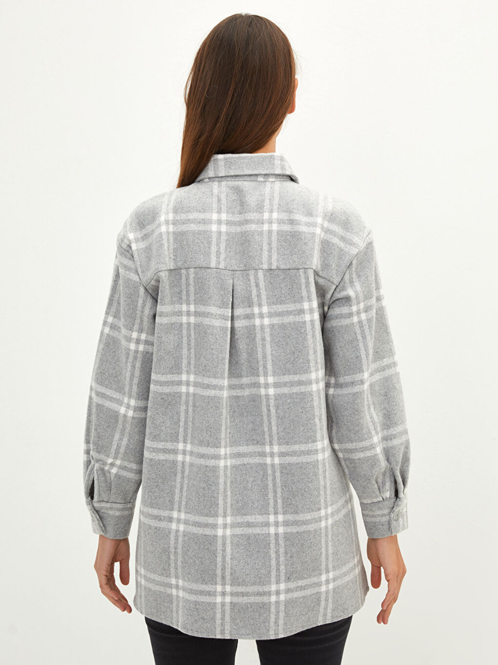 LCW Modest Plaid Long Sleeve Oversize Flannel Women's Shirt Tunic -W1HN99Z8-LMK