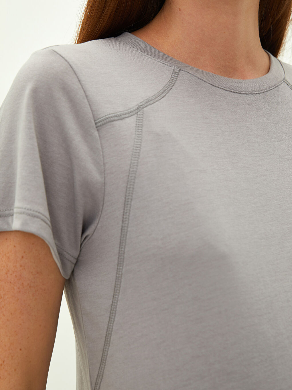 Crew Neck Plain Short Sleeve Maternity T-Shirt-7