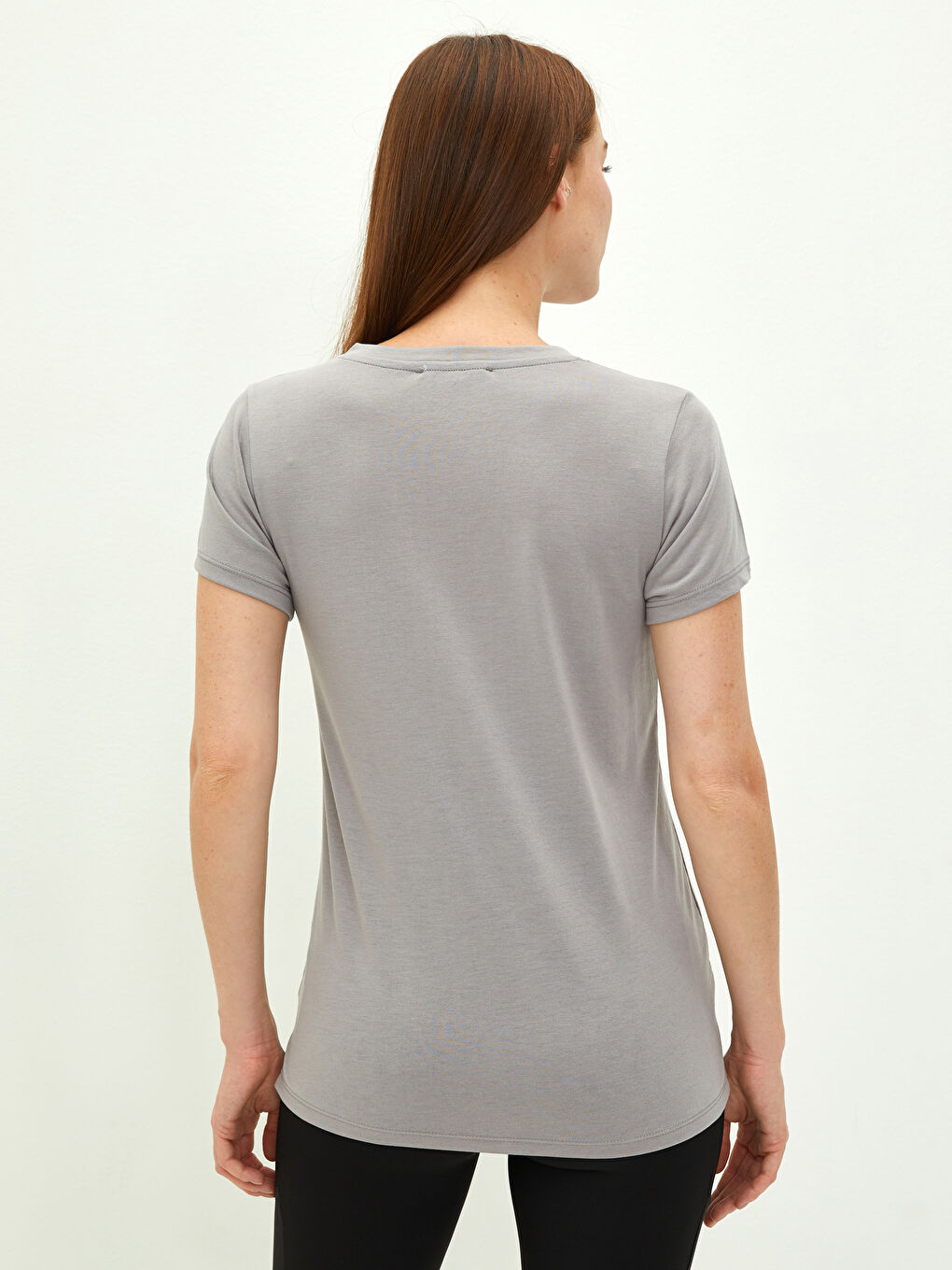 Crew Neck Plain Short Sleeve Maternity T-Shirt-8