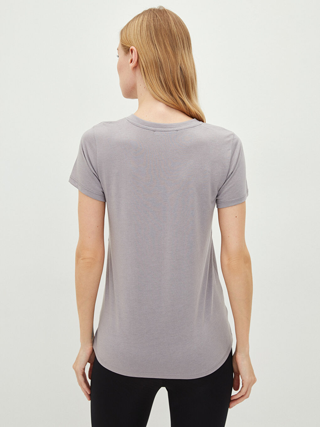 Crew Neck Plain Short Sleeve Maternity T-Shirt-6