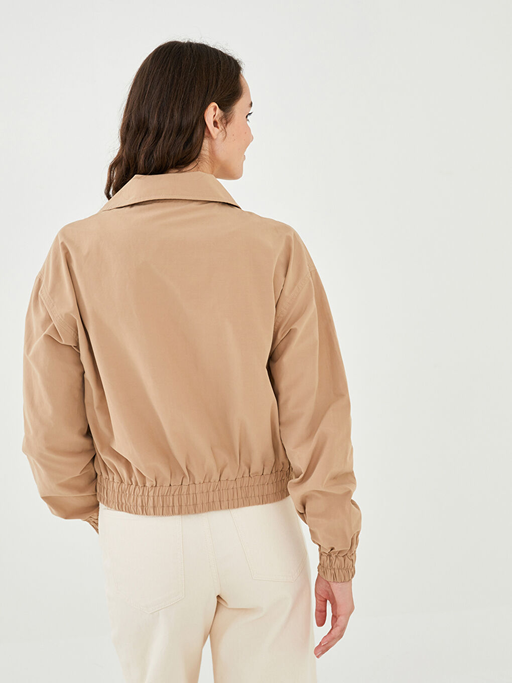 Shirt Collar Straight Pocket Detailed Long Sleeve Slim Women's Coat-4