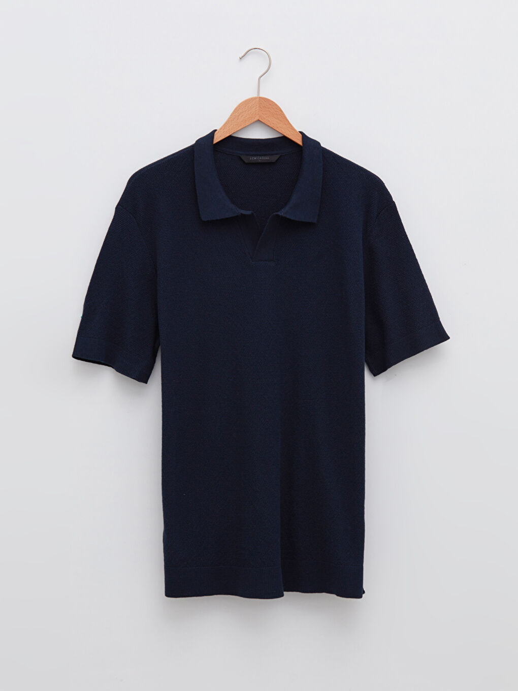 سترة تريكو بياقة بولو وكم قصير للرجال-5