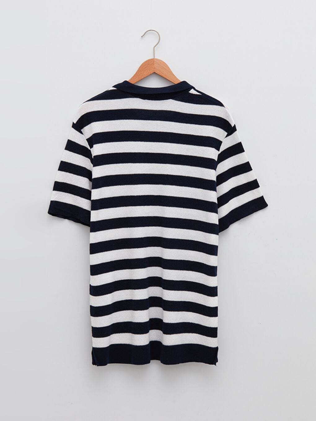 Polo Neck Short Sleeve Striped Men's Knitwear Sweater-6