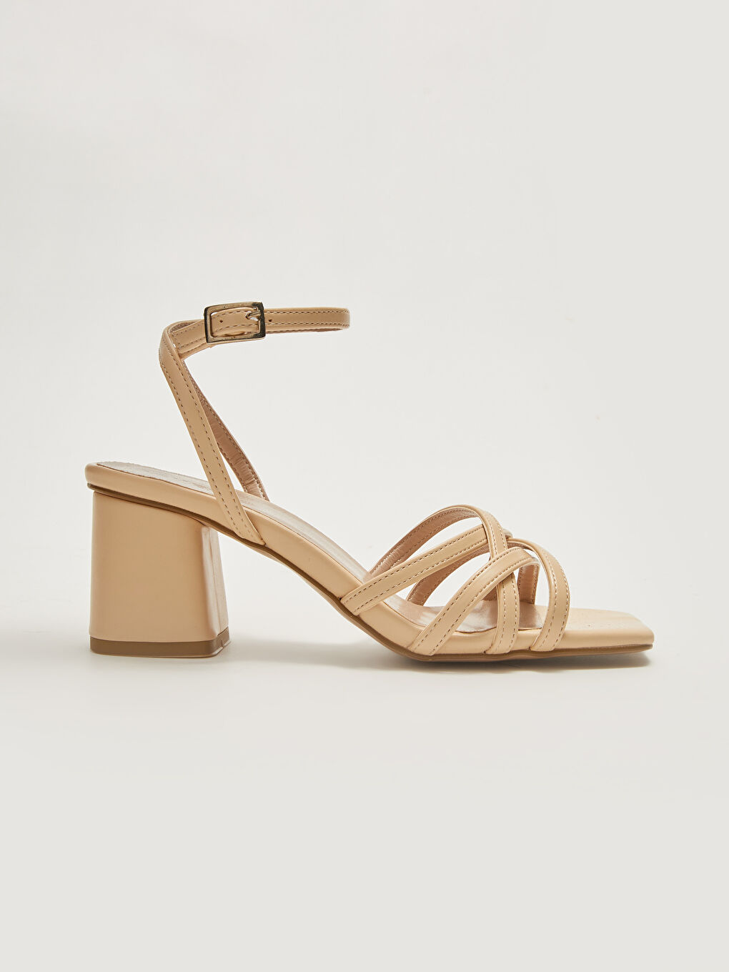 Sandales à Talons en Similicuir à Bandes Croisées pour Femmes-1