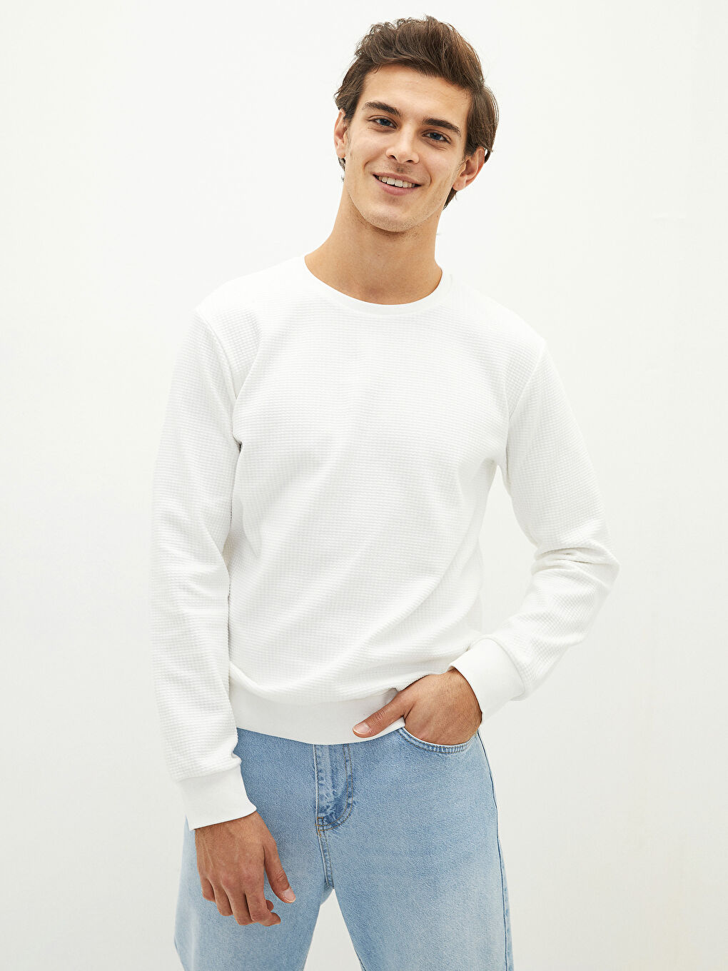 Hanorac cu Mânecă Lungă și Guler Rotund pentru Bărbați